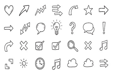 Hand Drawn Doodle UI Icons and Symbols Set