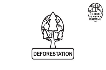 Deforestation and Global Warming Environmental Concept Icon