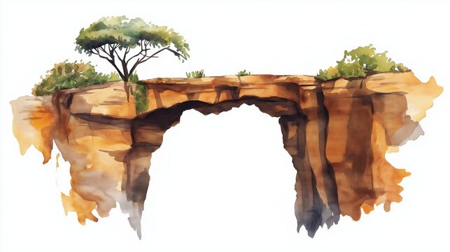 Hell&rsquo;s Gate National Park. Hell&rsquo;s Gate National Park hand drawn watercolor illustration on white background