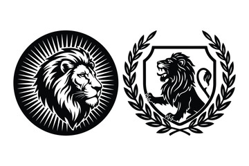 Obraz premium Lion Emblem and Crest Illustration Set