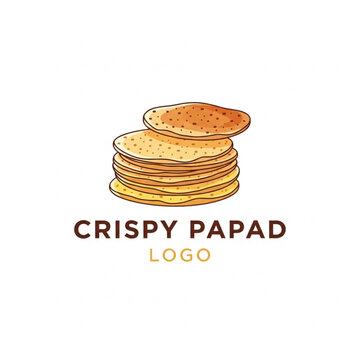 Cartoon logo of a stack of crispy Indian papad, traditional lentil wafer, isolated on white background