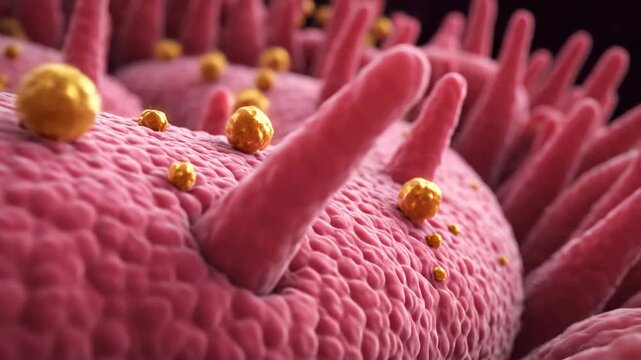 3D Visualization of Intestinal Villi Absorbing Nutrients