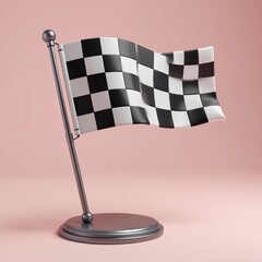 Naklejka premium 3D checkered flag icon, representing racing finish line and victory. Symbol used in motorsport, competition, and success for graphic design and advertisement.