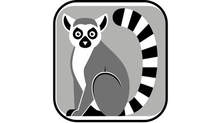 A stylized lemur in grayscale within a rounded rectangular frame © Tawang