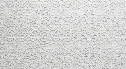 Elegant White Geometric Islamic Pattern with Ornamental Design for Seamless Backgrounds and Decor