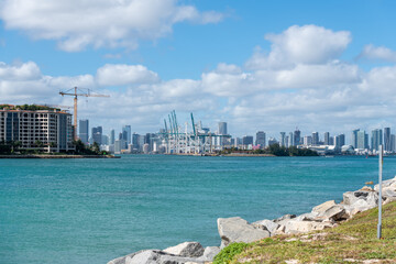 port in Miami Florida ocean and cloudy sky