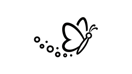 Obraz premium A minimalist, black line art illustration of a stylized butterfly and accompanying bubbles