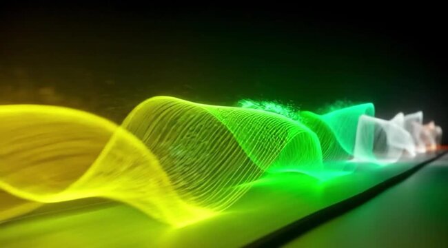 Fundo abstrato com linhas coloridas em fluidez din&acirc;mica, ondas vibrantes em movimento suave, gradiente neon e textura moderna para design criativo