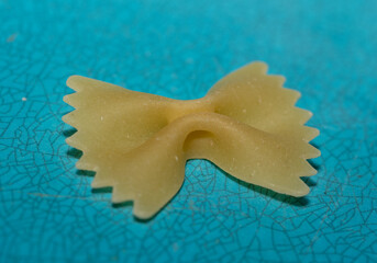 close up view of a bow tie pasta macro