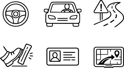 Fototapeta premium Car, road safety and GPS icons. 