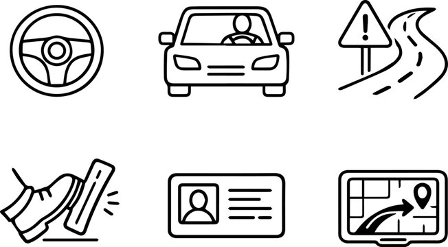 Car, road safety and GPS icons.
