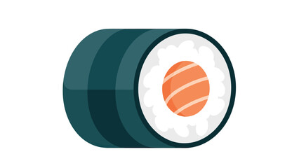 Simple, stylized illustration of a sushi roll with salmon. Isolated on white © gudangPIXEL
