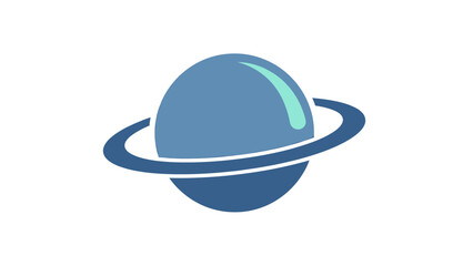 Fototapeta premium An egg-shaped celestial body with a teal streak and a blue ring. Clean, geometric design