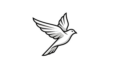 Obraz premium A stylized dove in flight, rendered in monochrome. Wings spread, poised in motion