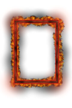 Volcanic Lava Frame Border, Glowing Fire and Magma Ornate Decorative Element PNG, 
