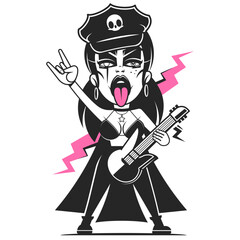 Series. beautiful girl with a guitar on a scene