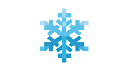 Obraz premium A pixelated blue snowflake design on a white background, symmetrical, geometric form