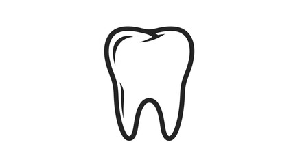 Obraz premium A simple black outline drawing depicts a single molar tooth isolated on a white background for dental concepts.