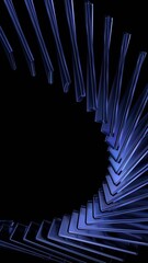 Abstract glass structure on a black background, vertical 3d render