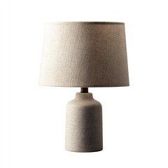 Modern beige textured table lamp with linen shade on minimalist base for home decor and interior design
