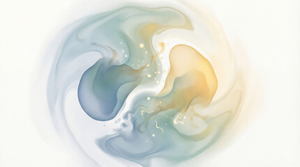 Obraz premium Delicate cosmic ballet of azure and amber intertwining within a luminous, dreamlike sphere