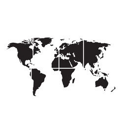 Obraz premium World Globe Silhouette Vector Set, World Map Globe Black and White Illustration, Earth Globe Silhouette Collection