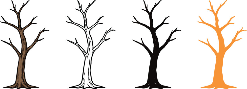 Ecosystem loss outcome represented by a bare tree with broken branches and no foliage, clearly visible as a single stark