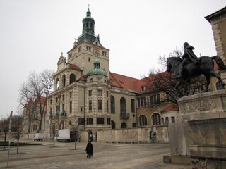 Fototapeta premium Bavarian National Museum in Munich, Germany, a late 19th century historicist building housing major collections of Bavarian and German art from the Middle Ages to modern times, DE, 17 Feb. 2011