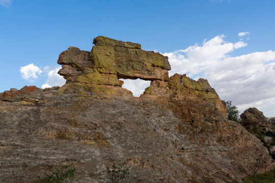Madagascar, famous rock formatinons, THE WINDOW  in the National Parc of Isalo. 