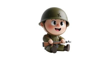 Obraz premium Cartoon soldier holding a rifle