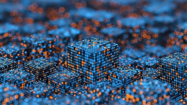 Digital representation of data cubes with binary code on their surfaces
