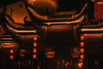 chinese temple at night