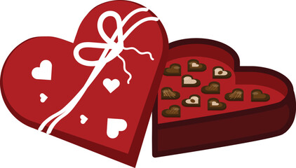 heart shaped box with chocolate