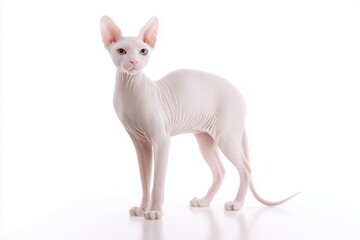 Fototapeta premium Hairless Elfcat standing isolated on white background