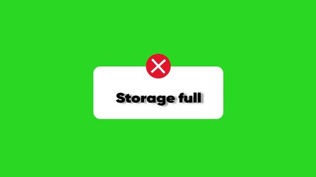 Storage Full Error Message on Green Background with Red Warning Symbol computer error