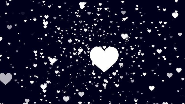 White and gray hearts floating on dark background valentines day animation overlay heart animation white hearts