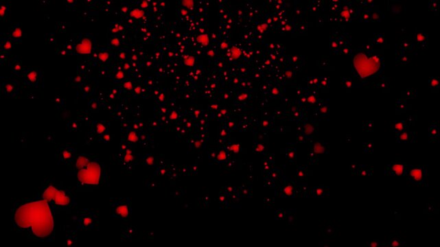 Red hearts floating on black background valentine's day animation overlay heart animation love