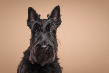 Scottish Terrier Portrait on Beige Background