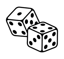 Pair of dice to gamble or gambling in craps line art vector flat illustration on white background for casino apps and websites © LiorasK