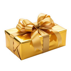 Obraz premium Elegant golden gift box with bow
