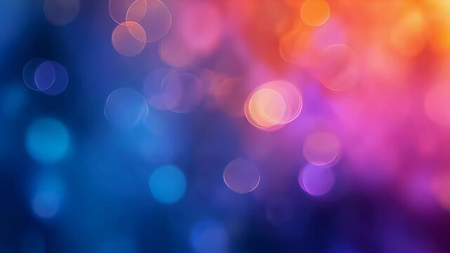 Abstract bokeh light texture background with smooth blue, purple, and orange gradient. Luminous blur effect.