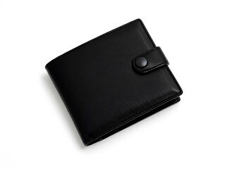 Black leather wallet with snap closure