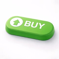3D green buy button with arrow up icon for trading and e-commerce