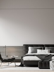 Modern Minimalist Bedroom Interior - 3D Render
