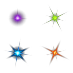 Fototapeta premium Colorful Star Effects Isolated On Transparent Background transparent background