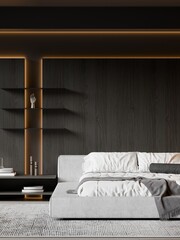 Modern Minimalist Bedroom Interior - 3D Render
