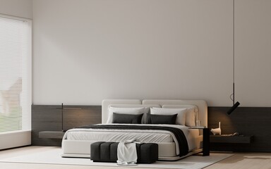 Modern Minimalist Bedroom Interior - 3D Render
