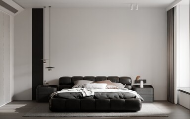 Modern Minimalist Bedroom Interior - 3D Render

