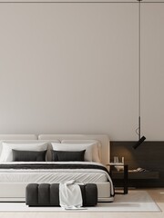 Modern Minimalist Bedroom Interior - 3D Render
