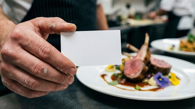 carte visite d'un cuisinier, avec un plat 